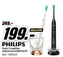 MediaMarkt PHILIPS Pack 2 cepillos eléctricos HX9914/57 oferta