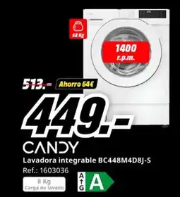 MediaMarkt CANDY Lavadora integrable BC448M4D8J-S oferta