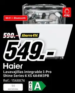 MediaMarkt HAIER Lavavajillas integrable I-Pro Shine Series 6 XS 4A4M3PB oferta
