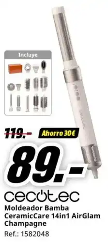MediaMarkt CECOTEC Moldeador Bamba CeramicCare 14in1 AirGlam Champagne oferta
