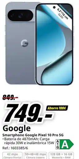 MediaMarkt GOOGLE Smartphone Google Pixel 10 Pro 5G oferta