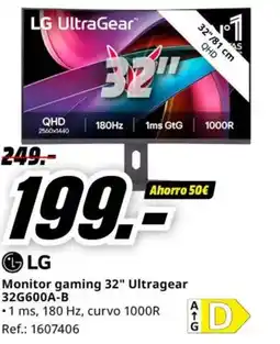 MediaMarkt LG Monitor gaming 32" Ultragear 32G600A-B oferta