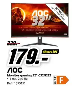MediaMarkt Monitor gaming 32" C32G2ZE oferta