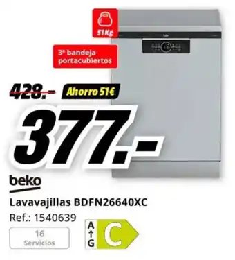 MediaMarkt BEKO Lavavajillas BDFN26640XC oferta