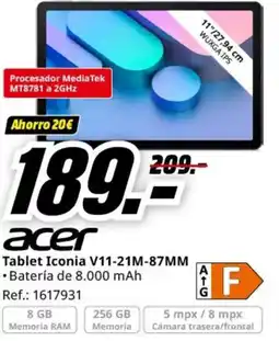 MediaMarkt ACER Tablet Iconia V11-21M-87MM oferta