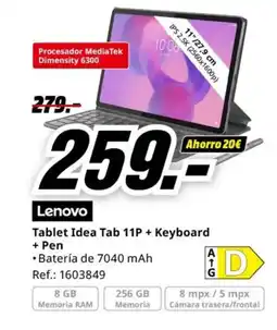 MediaMarkt LENOVO Tablet Idea Tab 11P + Keyboard + Pen oferta