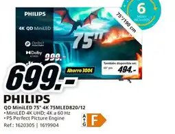 MediaMarkt PHILIPS QD MiniLED 75" 4K 75MLED820/12 oferta