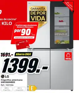 MediaMarkt LG Frigorífico americano GMV960MBDE oferta