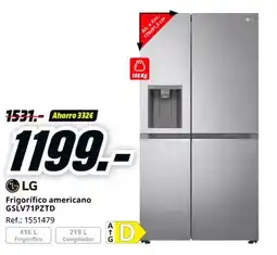 MediaMarkt LG Frigorífico americano GSLV71PZTD oferta
