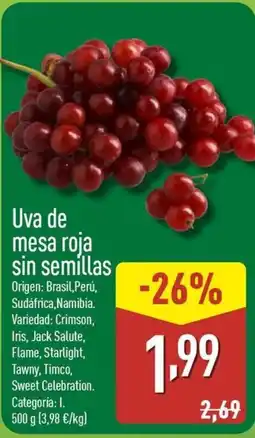 ALDI Uva de mesa roja sin semillas oferta