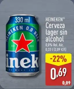 ALDI HEINEKEN Cerveza lager sin alcohol oferta