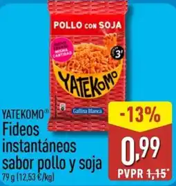 ALDI YATEKOMO Fideos instantáneos sabor pollo y soja oferta