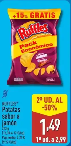 ALDI RUFFLES Patatas sabor a jamón oferta