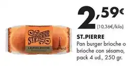 Supermercados Lupa St. pierre - pan burger brioche o brioche con sésamo, pack 4 ud., 250 gr oferta