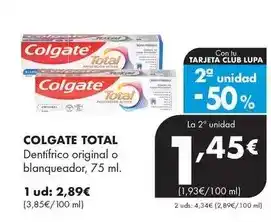 Supermercados Lupa Colgate - total dentífrico original o blanqueador oferta