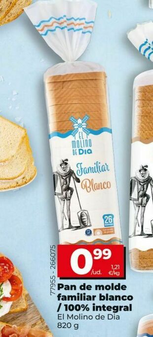 Dia Pan de molde familiar blanco / 100% integral oferta