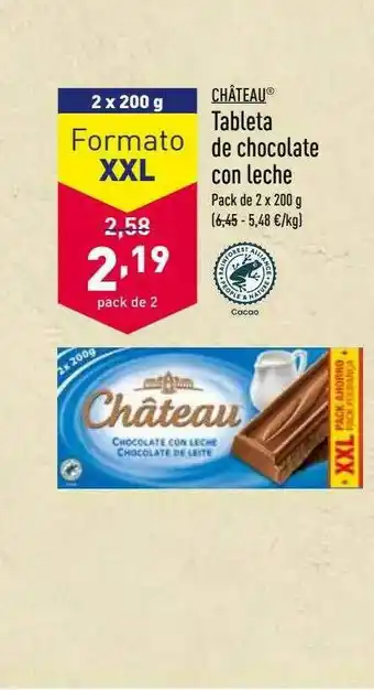 ALDI Château Tableta De Chocolate Con Leche oferta