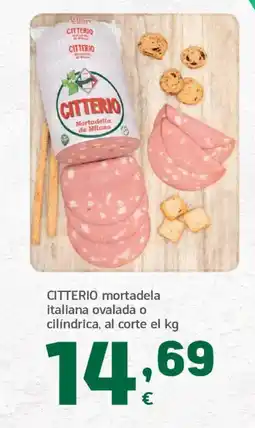 HiperDino CITTERIO mortadela italiana ovalada o cilindrica oferta