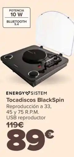 Carrefour ENERGY SISTEM Tocadiscos BlackSpin oferta