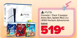 Carrefour SONY Consola + pack 3 juegos: astro bot, spider-man 2 y lego horizon adventures oferta
