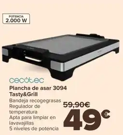 Carrefour CECOTEC Plancha de asar 3094 Tasty&Grill oferta