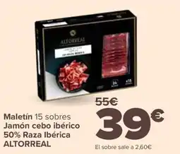 Carrefour ALTORREAL Maletín 15 sobres Jamón cebo ibérico 50% Raza Ibérica oferta