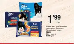 SPAR Fragadis FÉLIX Menjar per a gats Sensations gelatina bou, Tasty carn, Fantastix peix o carn oferta