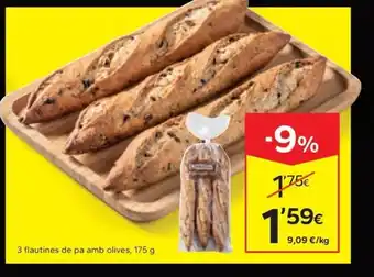 3 flautines de pa amb olives