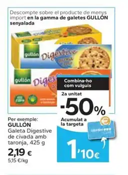 Caprabo GULLÓN Galeta Digestive de civada amb taronja oferta