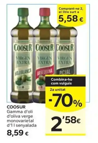 COOSUR Gamma d'oli d'oliva verge monovarietal d'11 senyalada