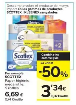 Caprabo SCOTTEX Paper higiènic megarotlle 9 rotlles oferta