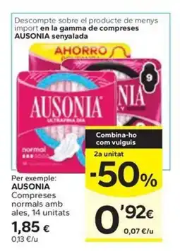 Caprabo AUSONIA Compreses normals amb ales, 14 unitats oferta