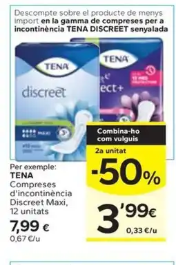 Caprabo TENA Compreses d'incontinència Discreet Maxi oferta