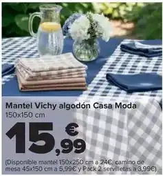 Carrefour Mantel vichy algodón casa moda oferta