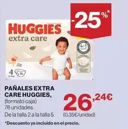 Hipercor Huggies - pañales extra care oferta
