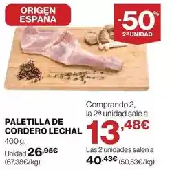 Hipercor Origen - paletilla de cordero lechal oferta
