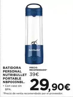 Hipercor Nutribullet - batidora personal portable nbp003nbl oferta