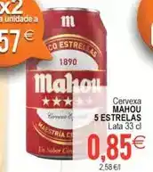 Plenus Supermercados Mahou - cervexa 5 estrelas oferta