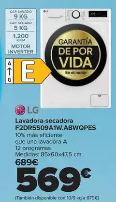 Carrefour Lg - lavadora-secadora f2dr5s09a1w.abwqpes oferta