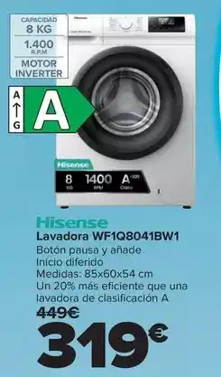 Carrefour Hisense - lavadora wf1q8041bw1 oferta
