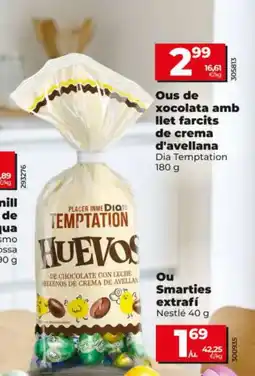 Dia DIA TEMPTATION Ous de xocolata amb llet farcits de crema d'avellana oferta