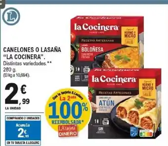 E.Leclerc LA COCINERA Canelones o lasaña oferta