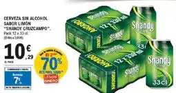 E.Leclerc SHANDY CRUZCAMPO Cerveza sin alcohol sabor limón oferta