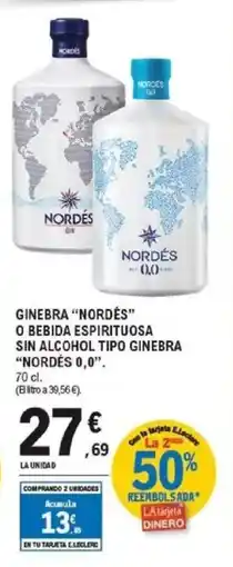 E.Leclerc NORDÉS 0,0 Ginebra nordés o bebida espirituosa sin alcohol tipo ginebra oferta