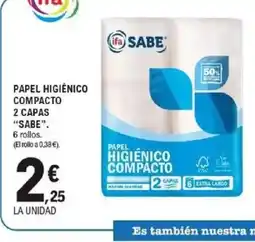 E.Leclerc SABE Papel higiénico compacto 2 capas oferta