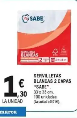 E.Leclerc SABE Servilletas blancas 2 capas oferta