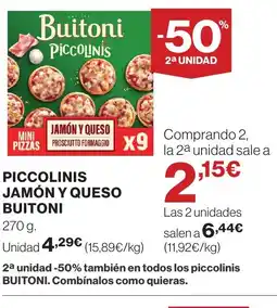 Supercor BUITONI Piccolinis jamón y queso oferta