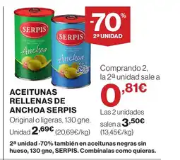 Supercor SERPIS Aceitunas verdes rellenas de anchoa oferta