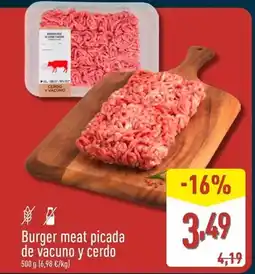 ALDI Burger meat picada de vacuno y cerdo oferta