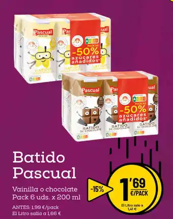 AhorraMas Batido Pascual Pack 6 uds x 200ml oferta